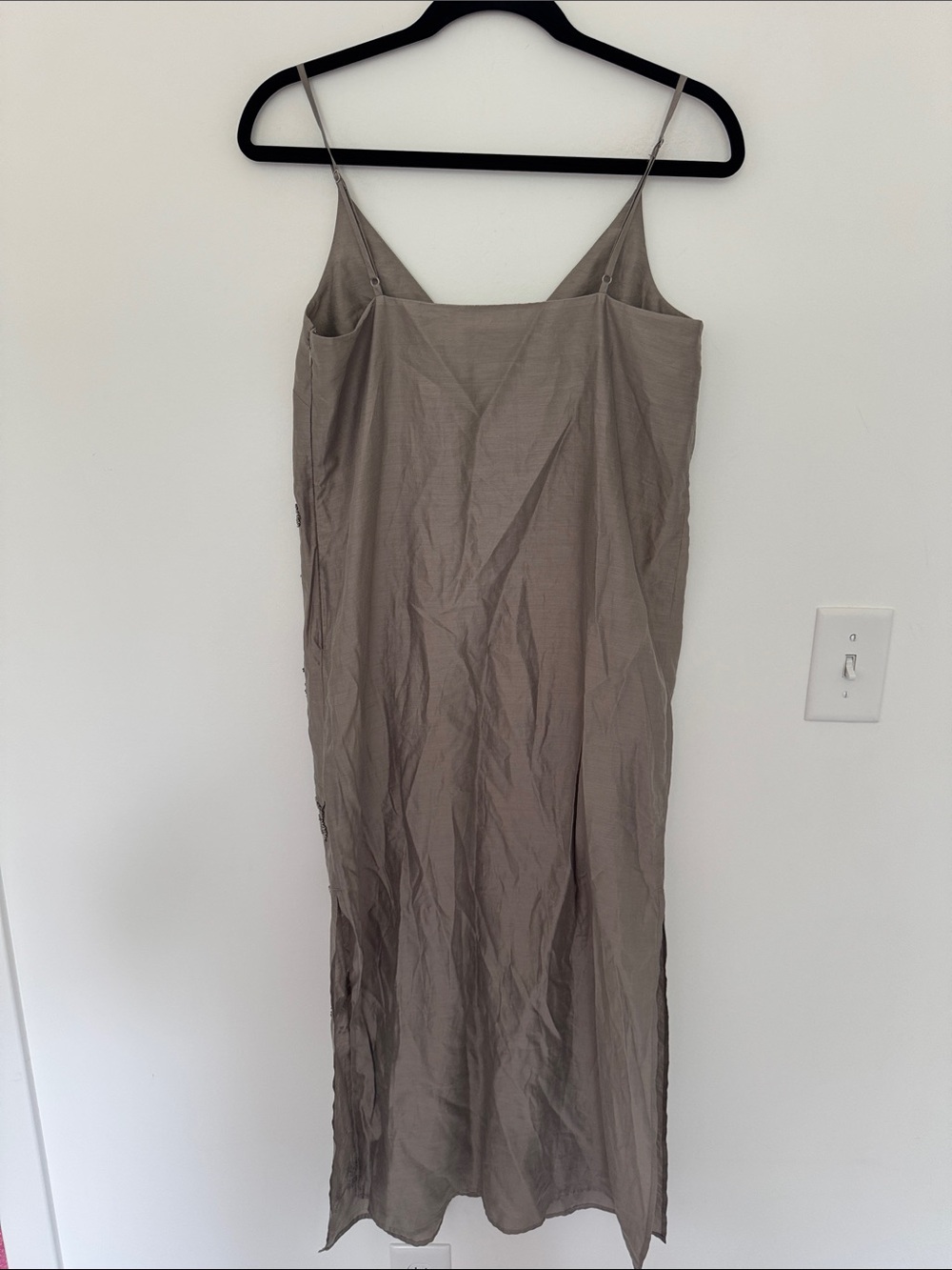 H&M Edition Beaded Spaghetti Strap Slip Dress in Taupe - Size XS - Picture 7 of 9